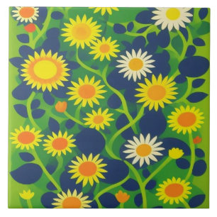 明るい庭の花 タイル