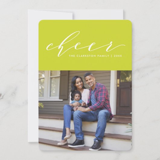 明るい応援おもしろいスクリプトホリディフォトカード シーズンカード (正面)