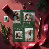 明るい応援ミニマルのモダン波状写真コラージュ 三つ折りクリスマスカード