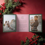 明るい応援ミニマルのモダン波状写真コラージュ 三つ折りクリスマスカード