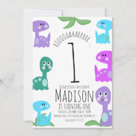 明るい恐竜の誕生日招待状 招待状