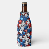 明るい愛国的な赤白青アメリカの星 ボトルクーラー (ボトル正面)