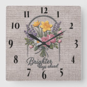 明るい感動的日ヘッド引用文/昇華 スクエア壁時計 (正面)