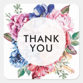 明るい感謝していフローラのシール スクエアシール