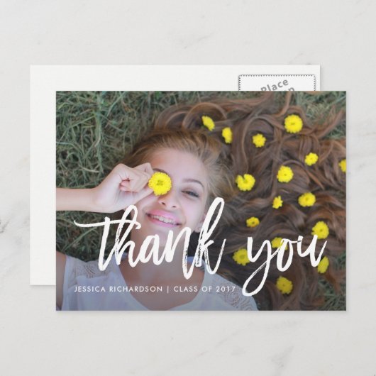 明るい感謝してい | 卒業写真ありがとう ポストカード (正面/裏面)