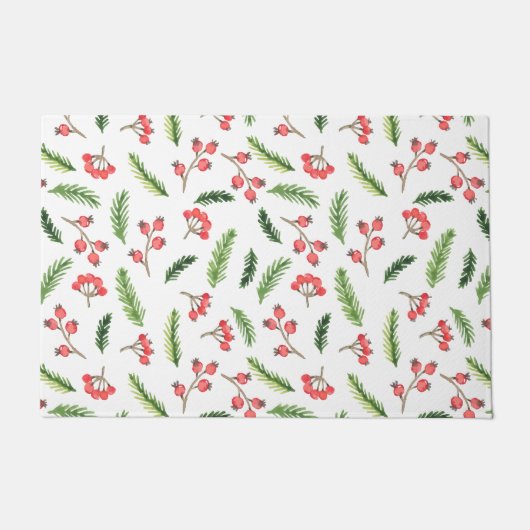 明るい手で描かれたクリスマスのミスタントーパターン ドアマット (正面)