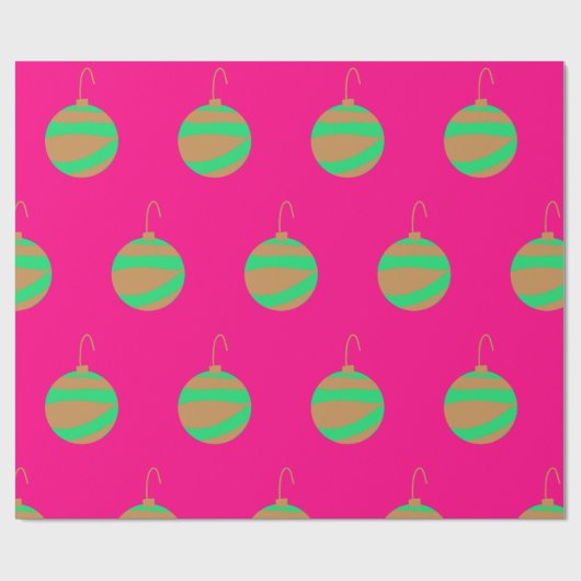 明るい手で描かれたクリスマスオーナメントギフトラップ ラッピングペーパー (フラット)