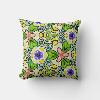 明るい手のパタ絵を描ーンリバーシブル クッション