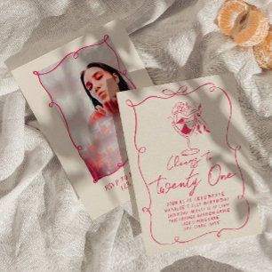 明るい手ドロードボウ21stフォトバースデーパーティー 招待状