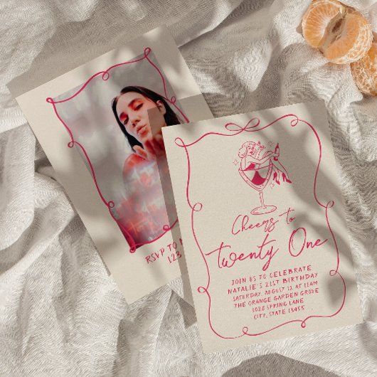 明るい手ドロードボウ21stフォトバースデーパーティー 招待状