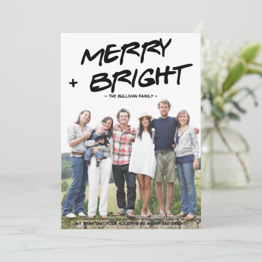 明るい手メリーでブラシをかけたタイポグラフィ写真 シーズンカード (スタンド正面)