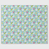 明るい手描きゲーゼ模様 – 青 ラッピングペーパー (フラット)