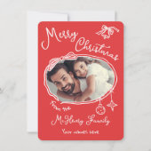 明るい手描きドードル写真クリスマスカード 招待状 (正面)