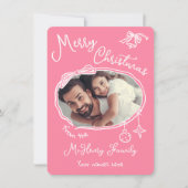 明るい手描きドードル写真クリスマスカード 招待状 (正面)