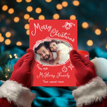 明るい手描きドードル写真クリスマスカード