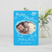 明るい手描きドードル写真クリスマスカード 招待状 (スタンド正面)