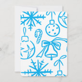 明るい手描きドードル写真クリスマスカード 招待状 (裏面)