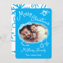 明るい手描きドードル写真クリスマスカード