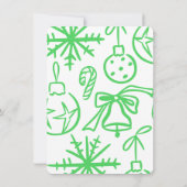 明るい手描きドードル写真クリスマスカード 招待状 (裏面)