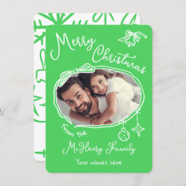 明るい手描きドードル写真クリスマスカード 招待状