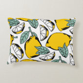 明るい手描きレモン、ハルフのシームレスなパターン アクセントクッション (裏面)