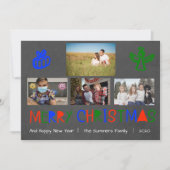 明るい手書カラフルきの写真のクリスマス シーズンカード (正面)