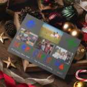 明るい手書カラフルきの写真のクリスマス シーズンカード