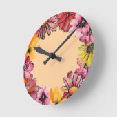 明るい手絵を描の花柄 ラウンド壁時計 (傾斜)