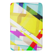 明るい抽象芸術アートイエローパープルグリーンブルーレッド バスマット (正面縦)