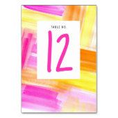 明るい抽象芸術アートピンクの黄色結婚の写真 テーブルナンバー (正面)