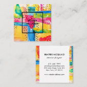 明るい抽象芸術カラフルの水色 スクエア名刺 (正面/裏面)