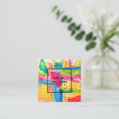 明るい抽象芸術カラフルの水色 スクエア名刺 (スタンド正面)