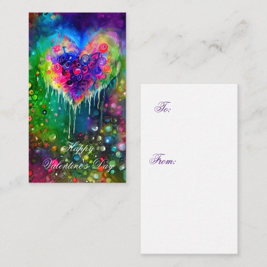 明るい抽象芸術ハートとバレンタインの泡 ノートカード (正面/裏面)