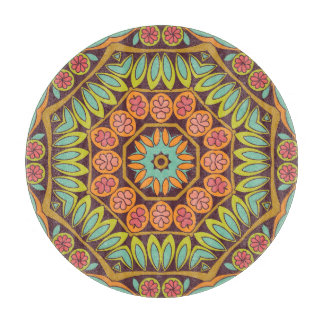 明るい抽象芸術フローラオーナメントデザイン。 カッティングボード