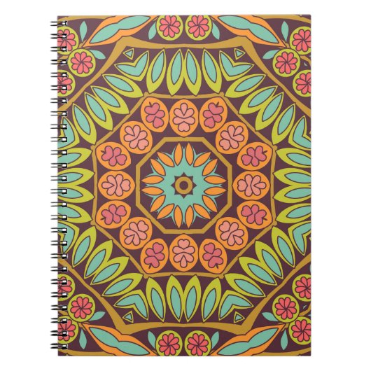明るい抽象芸術フローラオーナメントデザイン。 ノートブック (正面)