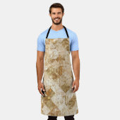 明るい抽象芸術モザイクの金色パターン エプロン (着用した状態)