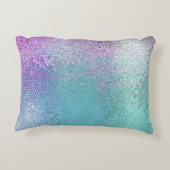 明るい抽象芸術モザイク数々のカラーの光沢 アクセントクッション (裏面)