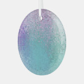 明るい抽象芸術モザイク数々のカラーの光沢 ガラスオーナメント (正面左)