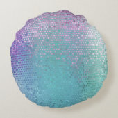 明るい抽象芸術モザイク数々のカラーの光沢 ラウンドクッション (裏面)