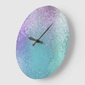 明るい抽象芸術モザイク数々のカラーの光沢 ラージ壁時計 (傾斜)