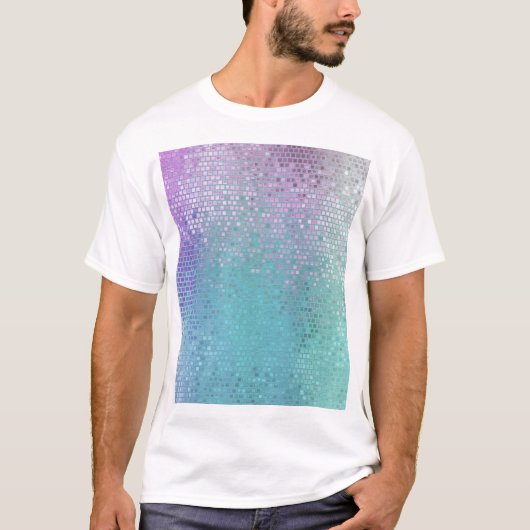 明るい抽象芸術モザイク数々のカラーの光沢 Tシャツ (正面)