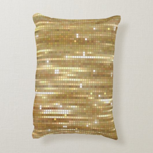 明るい抽象芸術モザイク黄金色の背景(光沢あり) アクセントクッション (裏面(縦))
