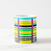 明るい抽象芸術幾何学的ネオンパターン投げピロ コーヒーマグカップ (中央)