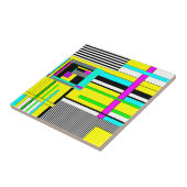 明るい抽象芸術幾何学的ネオンパターン投げピロ タイル (側面)