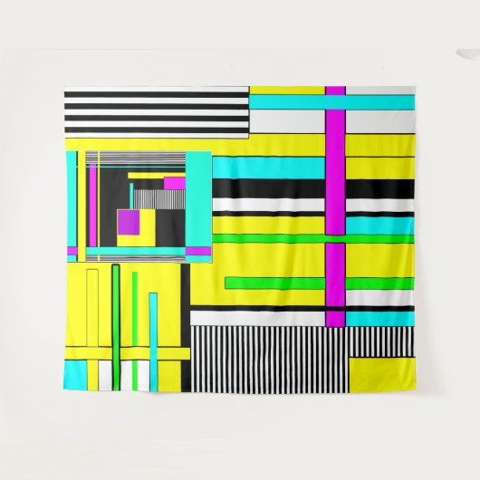 明るい抽象芸術幾何学的ネオンパターン投げピロ タペストリー (正面(横))