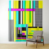 明るい抽象芸術幾何学的ネオンパターン投げピロ タペストリー (インサイチュ)