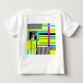明るい抽象芸術幾何学的ネオンパターン投げピロ ベビーTシャツ (裏面)