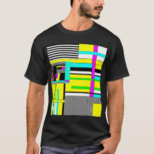 明るい抽象芸術幾何学的ネオンパターン投げピロ Tシャツ