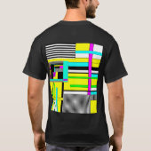 明るい抽象芸術幾何学的ネオンパターン投げピロ Tシャツ (裏面)