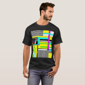 明るい抽象芸術幾何学的ネオンパターン投げピロ Tシャツ (正面フル)